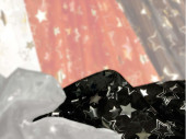 Stoff Chiffon "Polaris" schwarz B 150cm Sterne...