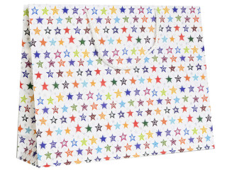 Taschen "Sterne" weiss-bunt B 38 x T 10 x H 29cm, 10 Stück