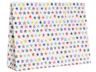 Taschen "Sterne" weiss-bunt B 38 x T 10 x H 29cm, 10 Stück