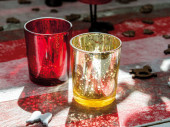 Windlicht "Glas-Metallic" Ø 5,5 x H 6,7cm rot