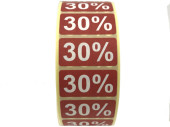 Rabatt-Etiketten eckig rot/weiss 30%