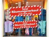 Ankleber "Total-Räumungsverkauf" rot/weiss...