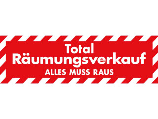 Ankleber "Total-Räumungsverkauf" rot/weiss 30 x 99cm