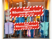 Ankleber "Total-Räumungsverkauf" rot/weiss 42 x 138cm