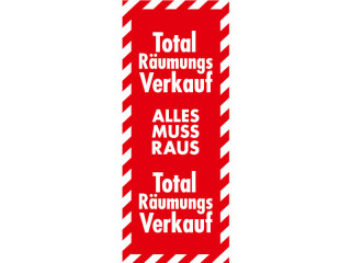 Banner "Total-Räumungsverkauf" rot/weiss 48 x 118cm Papier