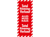Banner "Total-Räumungsverkauf" rot/weiss...