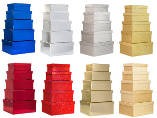Rectangular gift boxes 16-  22cm, set of 5, assorted colours