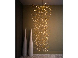 LED Angel Hair "waterfall" 768 LEDs sunnywhite, Kabelfarbe schwarz, Ø 50 x H 150cm, 12V/9W