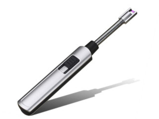 Stabfeuerzeug USB Lichtbogen "Flexi", silber, in Geschenkbox inkl. Ladekabel