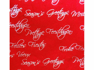 Geschenkpapier frohe Festtage mehrsprachig rot-silber 70cm x 50m