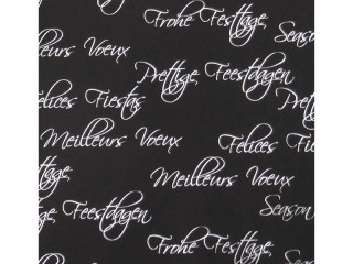 Geschenkpapier frohe Festtage mehrsprachig schwarz-silber 50cm x 50m