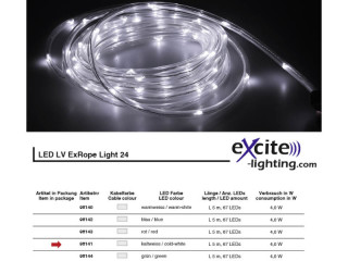 LED LV ExRope Light 24 L 5m, 67 LEDs, kaltweiss, inkl. Trafo