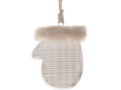 Handschuh-Hänger Holz/Fell white-washed, 10 x 2 x H 12cm