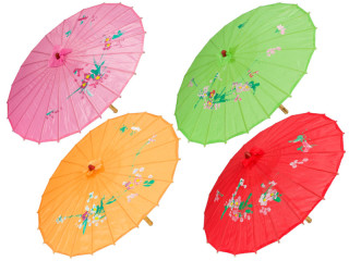 parapluie chinois avec motif floral en var. couleurs