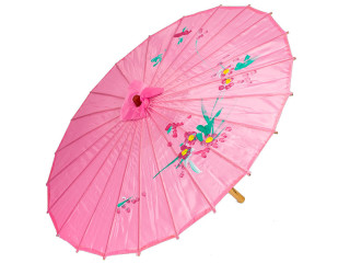 parapluie chinois avec motif floral rose fuchsia