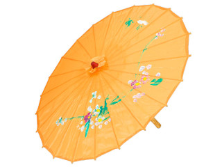chinese umbrella with floral motif yellow