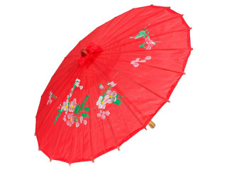 parapluie chinois avec motif floral rouge
