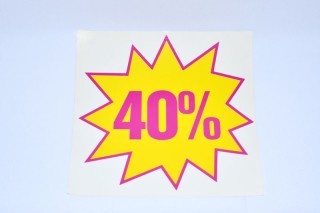 Rabatt-Aufkleber gelb/pink 40%