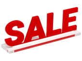 Aufsteller "SALE" Acryl 3mm H 40mm  B 120mm, rot