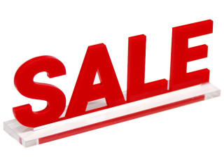 Aufsteller "SALE" Acryl 3mm H 65mm  B 200mm, rot