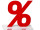 Aufsteller "%" Acrylglas 3 mm H 60mm  B 52mm, rot