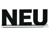 Aufsteller "NEU" Acrylglas schwarz, H 65mm, B...