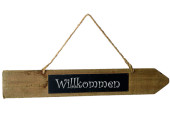 Wegweiser Holz hängend braun 65 x 10,5cm beschreibbar (beidseitig)