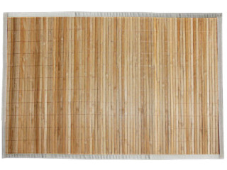 Bambusmatte mit Stoffrand natur/beige 90 x 60 cm