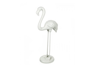 Fiberglas Objekt Flamingo weiss, H 118 cm, B 50 cm, T 30 cm schwer entflammbar, outdoor