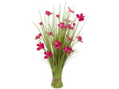 Grasbund mit Blüten pink H 80 cm, Ø 50 cm