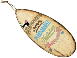 Surfbrett Summer Paradise natur/bunt B24 x T0,9 xH57cm