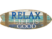 Surfbrett Relax Life is Good blau/weiss, 85 x 33 x 2.5 cm