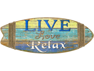 Surfbrett Live Love Relax bunt, 85 x 33 x 2.5 cm