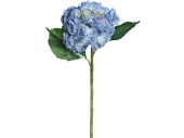 Hortensie blau mit 3 Blätter H 44cm