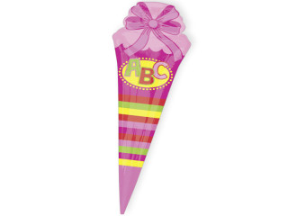 Folienballon "ABC Schultüte" pink/bunt, 25 x H 76cm