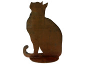 Katze auf Platte rosteffekt sitzend H 35 x 25cm Metall
