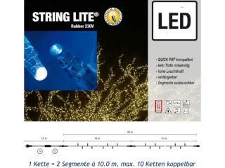 String Lite LED kalt-weiss 20m lang mit 120 LEDs Gummikabel schwarz IP67