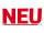 Aufsteller "NEU" Acrylglas rot, H 65mm, B 155mm