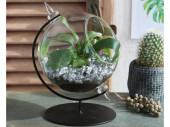 Glas-Globus auf Metallständer Ø 15cm, H 21cm