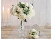 Rosenbouquet "Foam" weiss Ø 20cm mit...