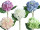 Hortensie mit 3 Blätter H 44cm, versch. Farben