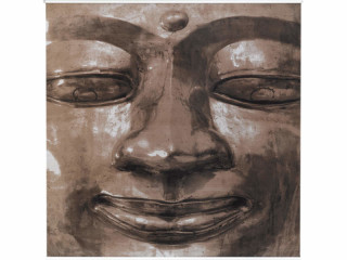 Textilposter Buddha braun 95 x 95cm mit Aufhängung, auch für Aussen