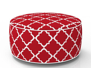 tabouret gonflable rouge et blanc Ø 53cm, h 23cm, résistant aux intempéries
