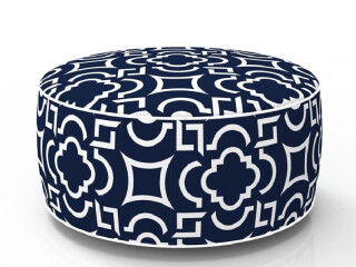 tabouret gonflable bleu et blanc Ø 53cm, h 23cm, résistant aux intempéries