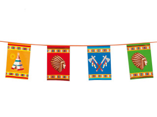 Fahnenkette "Indianer" bunt PVC, 1-seitig bedruckt, L 10m, Fahnen 23 x 35cm