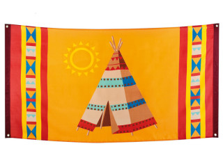 Fahne "Indianer" bunt 90 x 150cm, Polyester, mit 4 Ösen