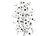 Spiegelbaum mit Sternen H 90cm x Ø 50cm Sterne 50mm runde Spiegel 15/20/30mm