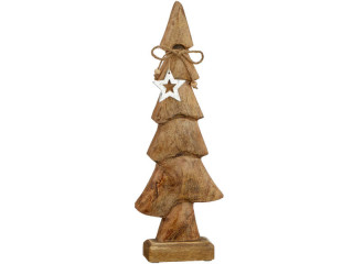 Tannenbaum Holz auf Fuss gross, natur, B 13,5 x H 39 x T 5cm, mit Jute-Schlaufe und Stern