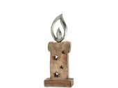 Kerze Holz auf Fuss klein natur/silber B 11 x T 5 x H...