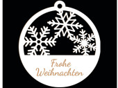 Anhänger L Frohe Weihnachten MDF weiss, Ø...